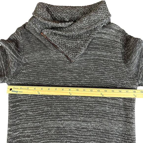 Outpost Makers Sweater Men Sz M Asphalt Gray Asymmetric Quarter Zip Striped Knit - Picture 10 of 11